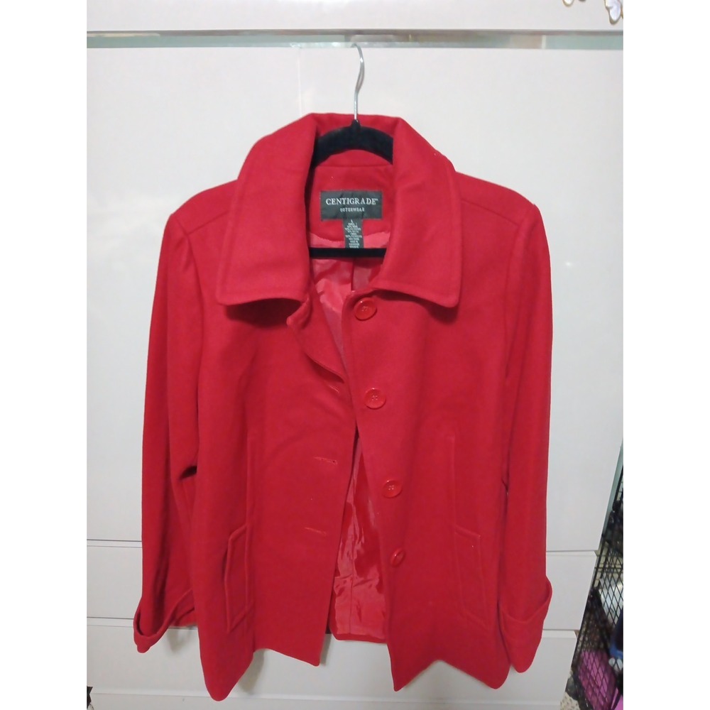 Centrigrade Outerwear Winter Pea Coat Womens Large Wool Blend